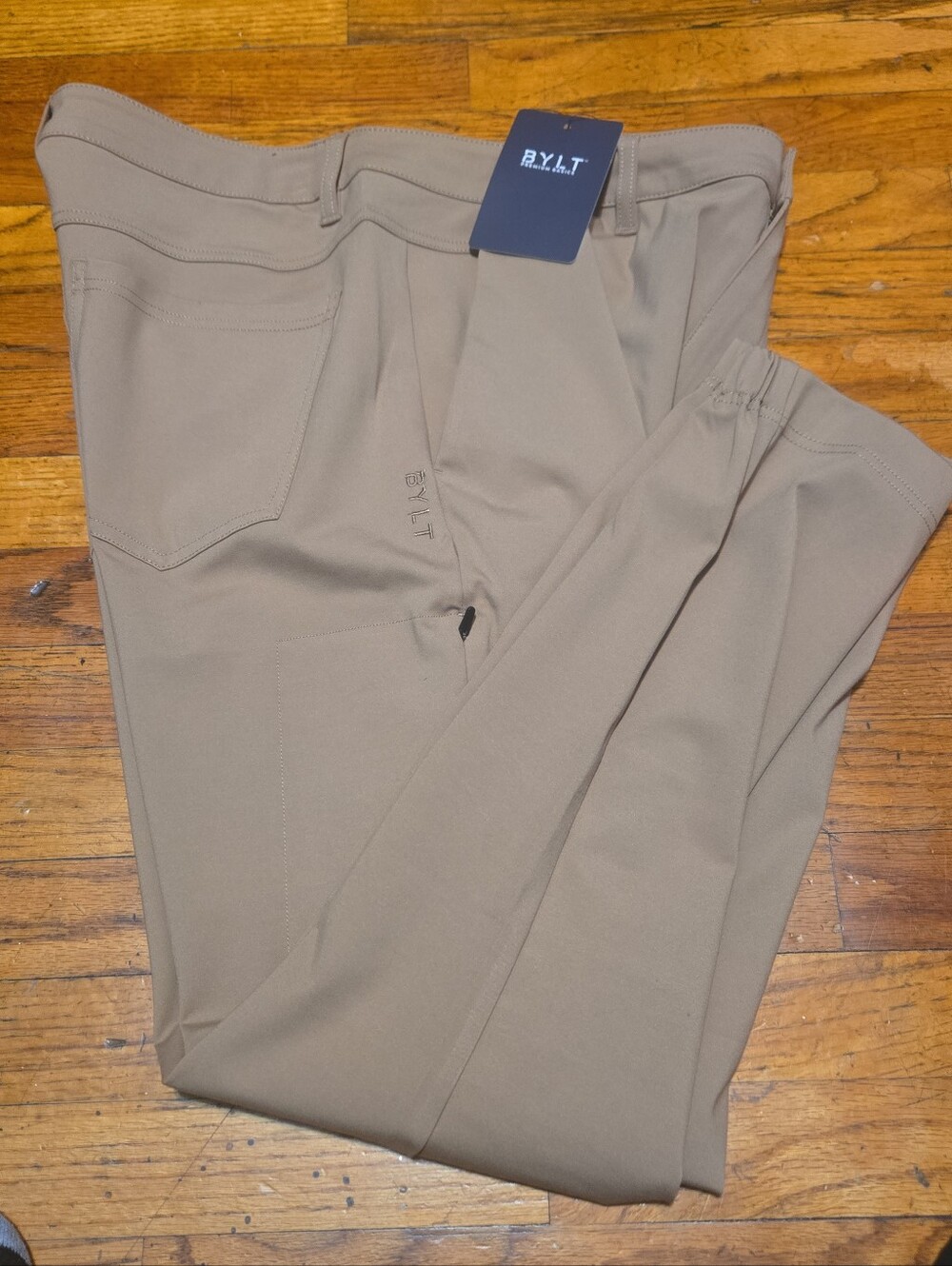 BYLT Premium Basics Everyday Pants Men 38 Tan Slim Tapered Jogger Stretch